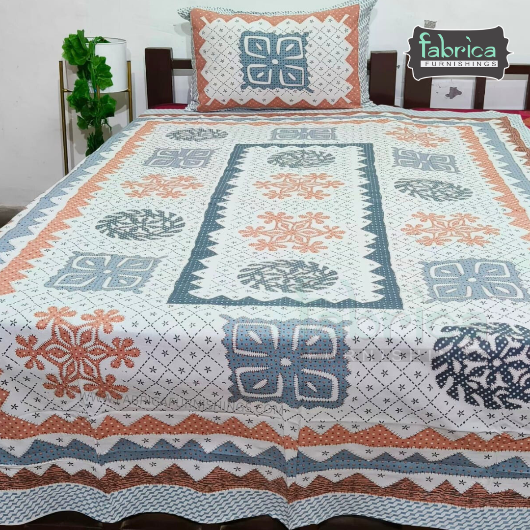 Rangbirangi  Printed Single Bed Pure Cotton Bedsheet Set
