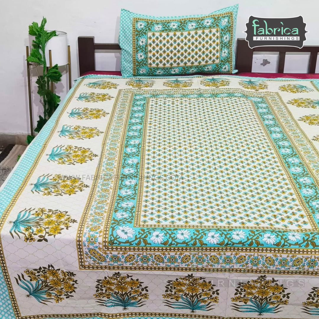 Rangbirangi  Printed Single Bed Pure Cotton Bedsheet Set