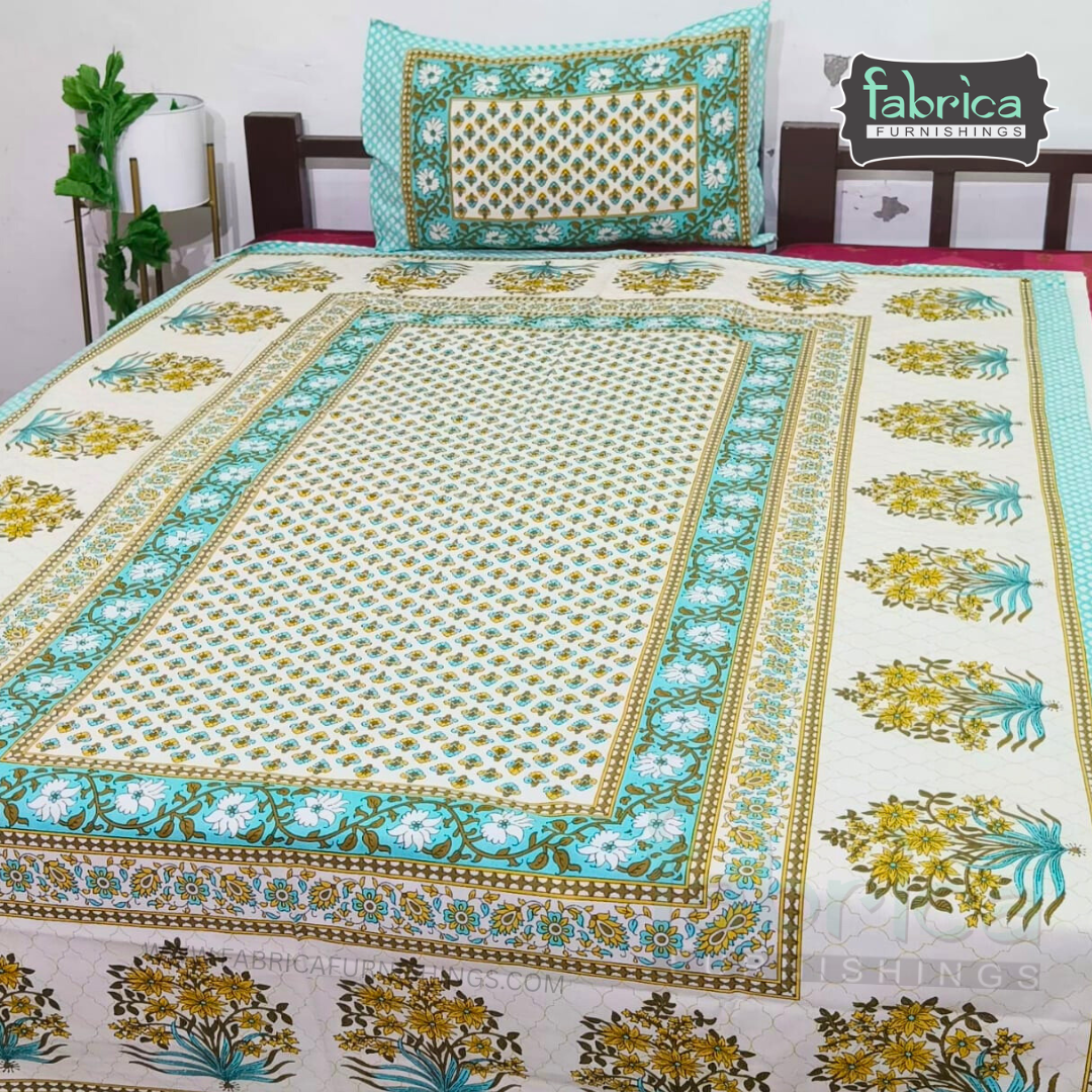 Rangbirangi  Printed Single Bed Pure Cotton Bedsheet Set