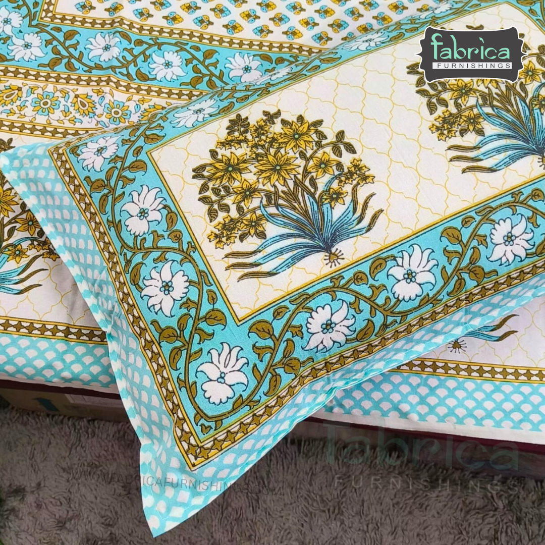 Rangbirangi  Printed Single Bed Pure Cotton Bedsheet Set