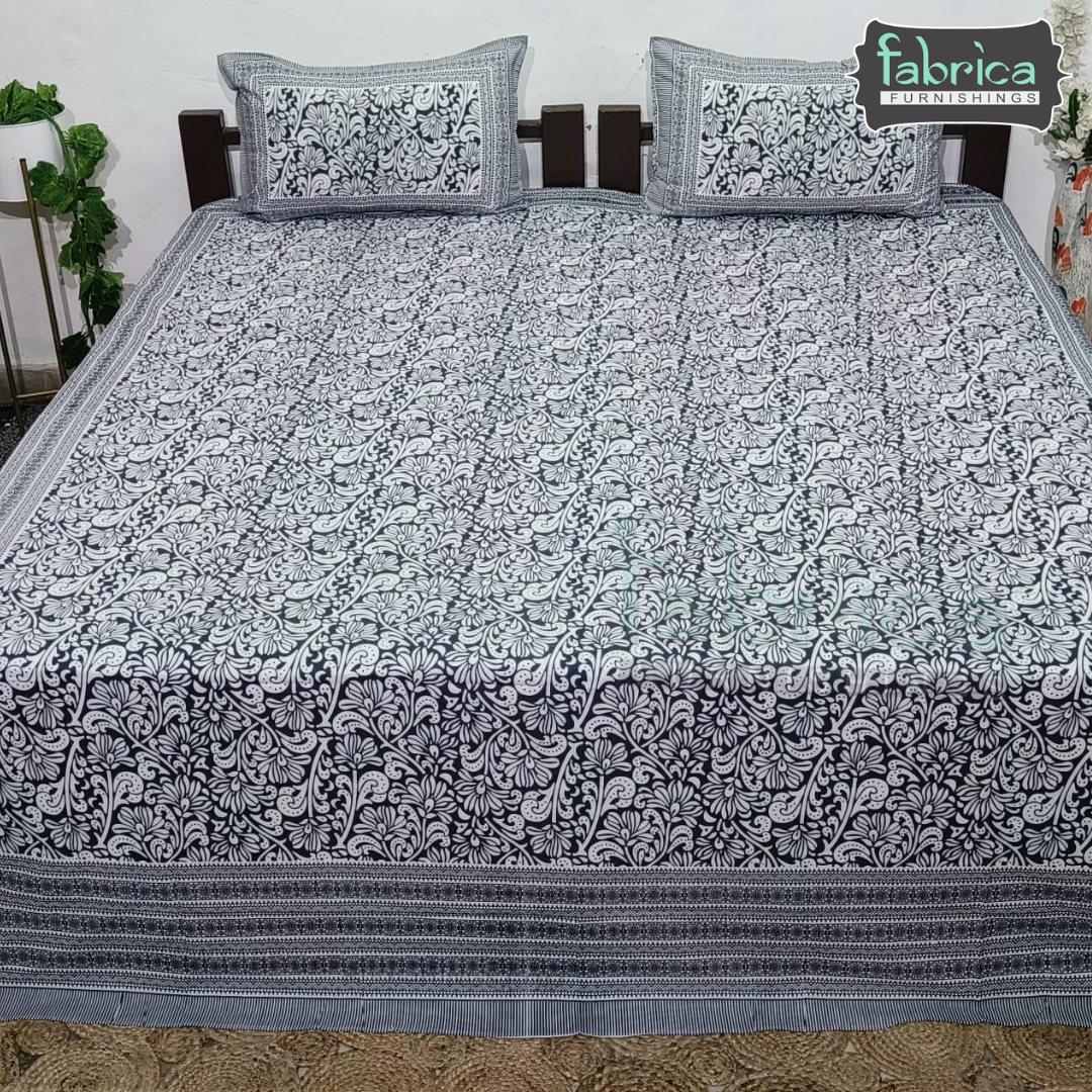Elite printed pure cotton king size bedsheet set