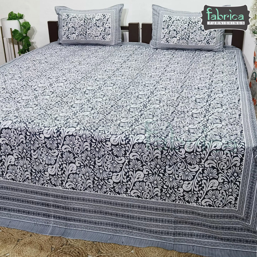 Elite printed pure cotton king size bedsheet set