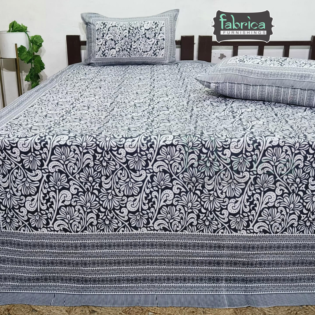 Elite printed pure cotton king size bedsheet set