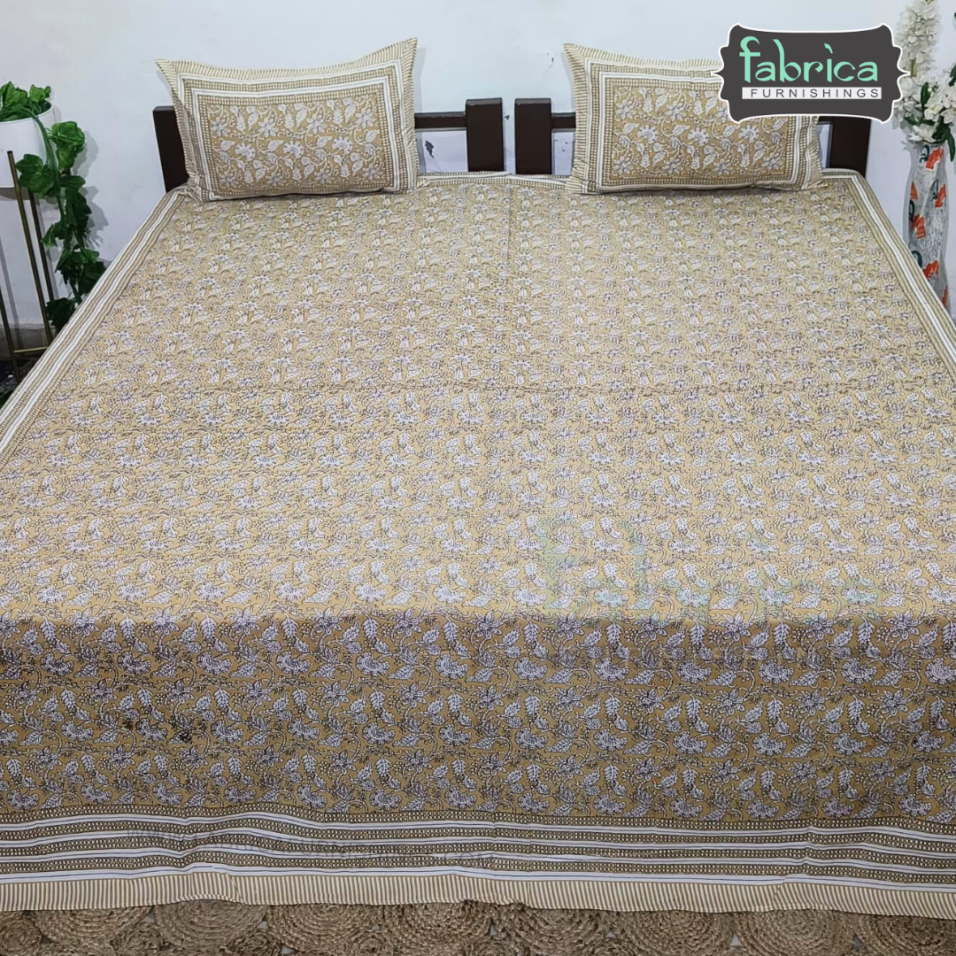 Royal Rajasthani Handblock Print Pure Cotton Double Bed Bed Sheets (90*108 Inch)