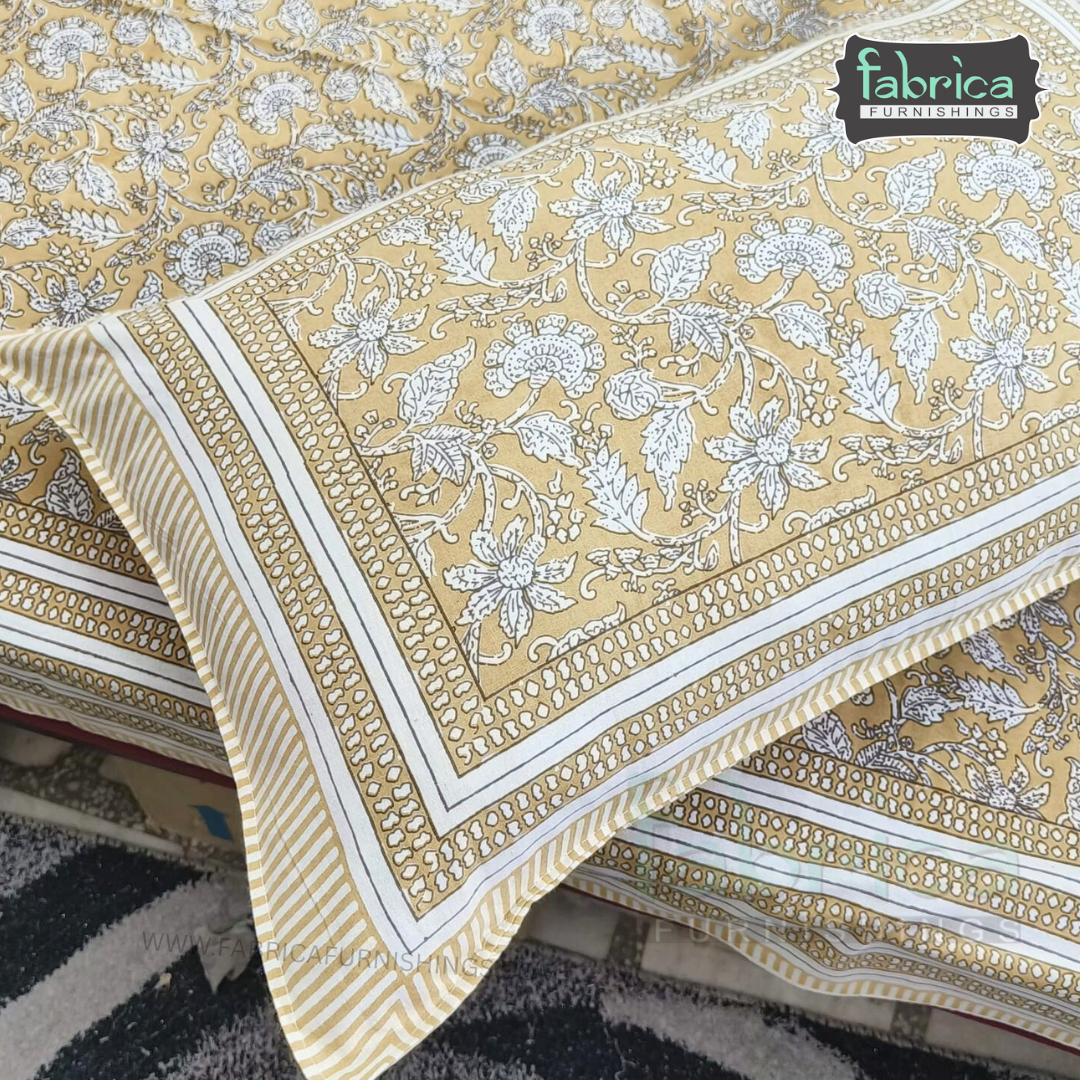 Royal Rajasthani Handblock Print Pure Cotton Double Bed Bed Sheets (90*108 Inch)