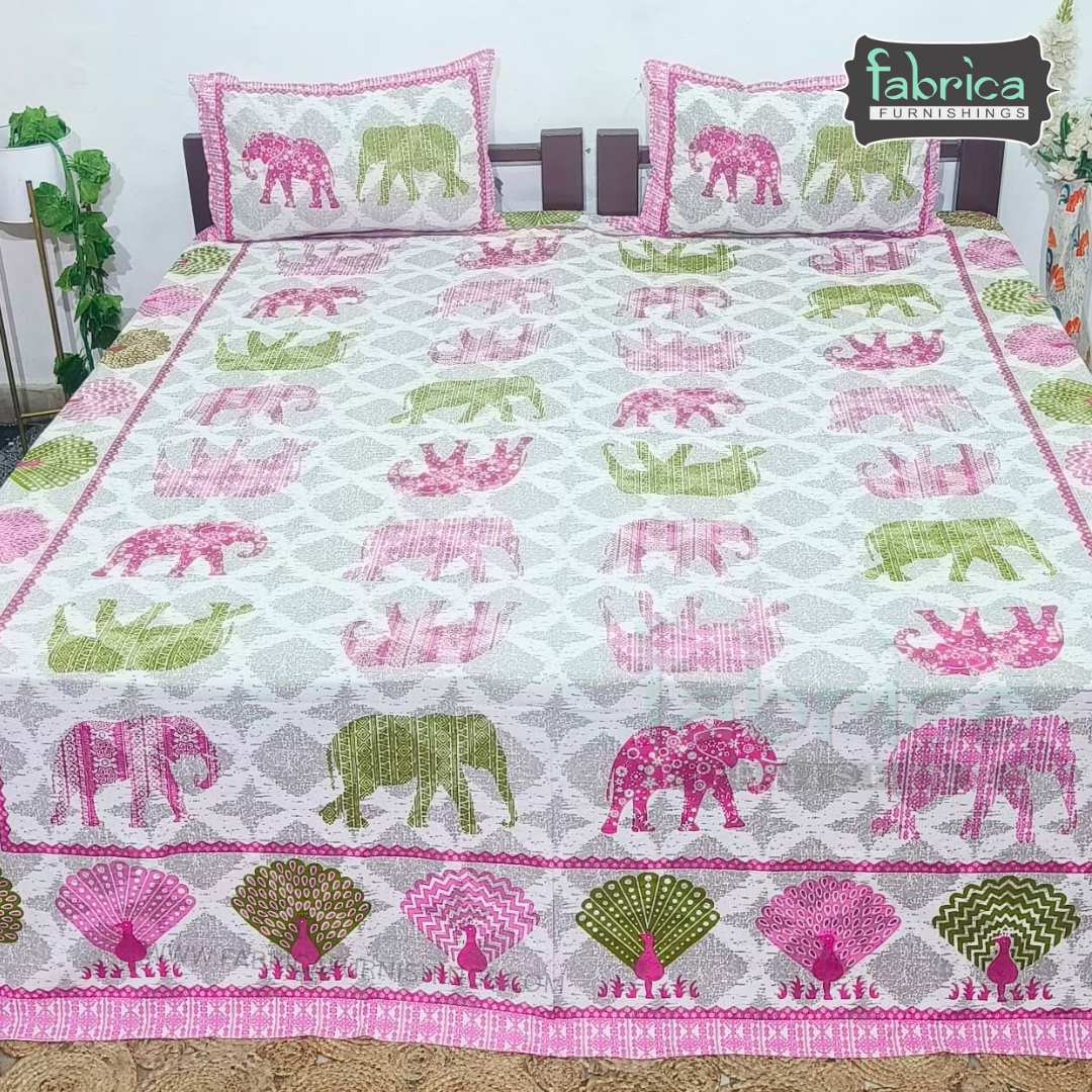 Royal Rajasthani Handblock Print Pure Cotton Double Bed Bed Sheets (90*108 Inch)