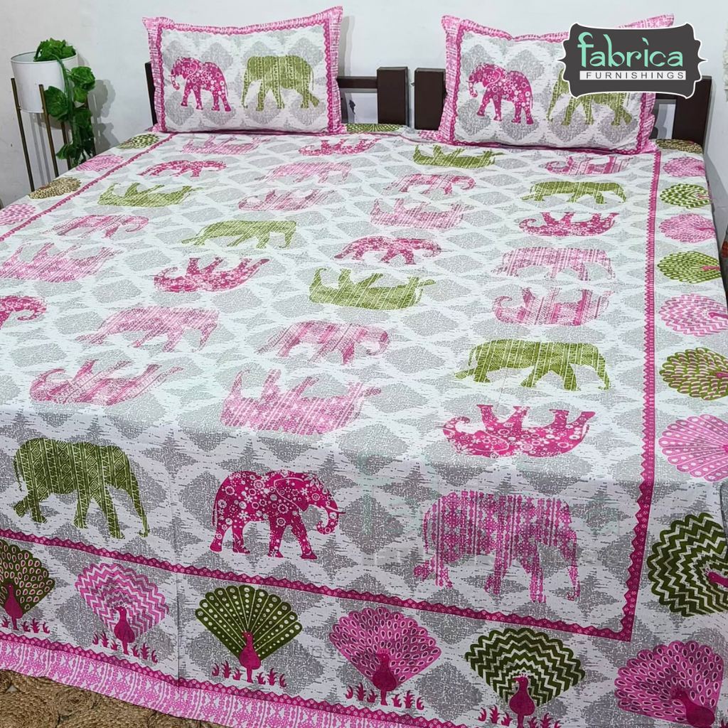 Royal Rajasthani Handblock Print Pure Cotton Double Bed Bed Sheets (90*108 Inch)