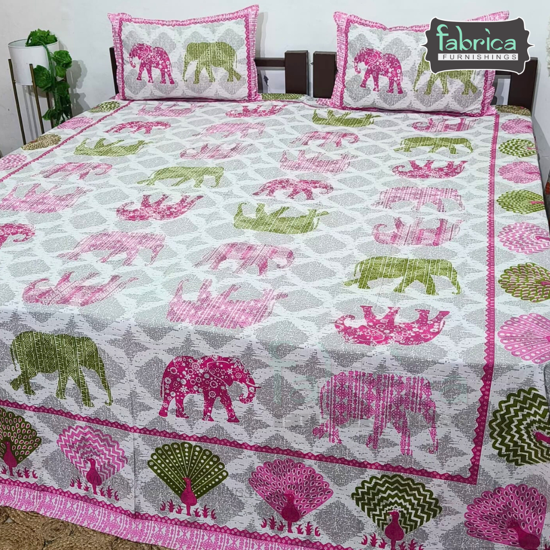 Royal Rajasthani Handblock Print Pure Cotton Double Bed Bed Sheets (90*108 Inch)