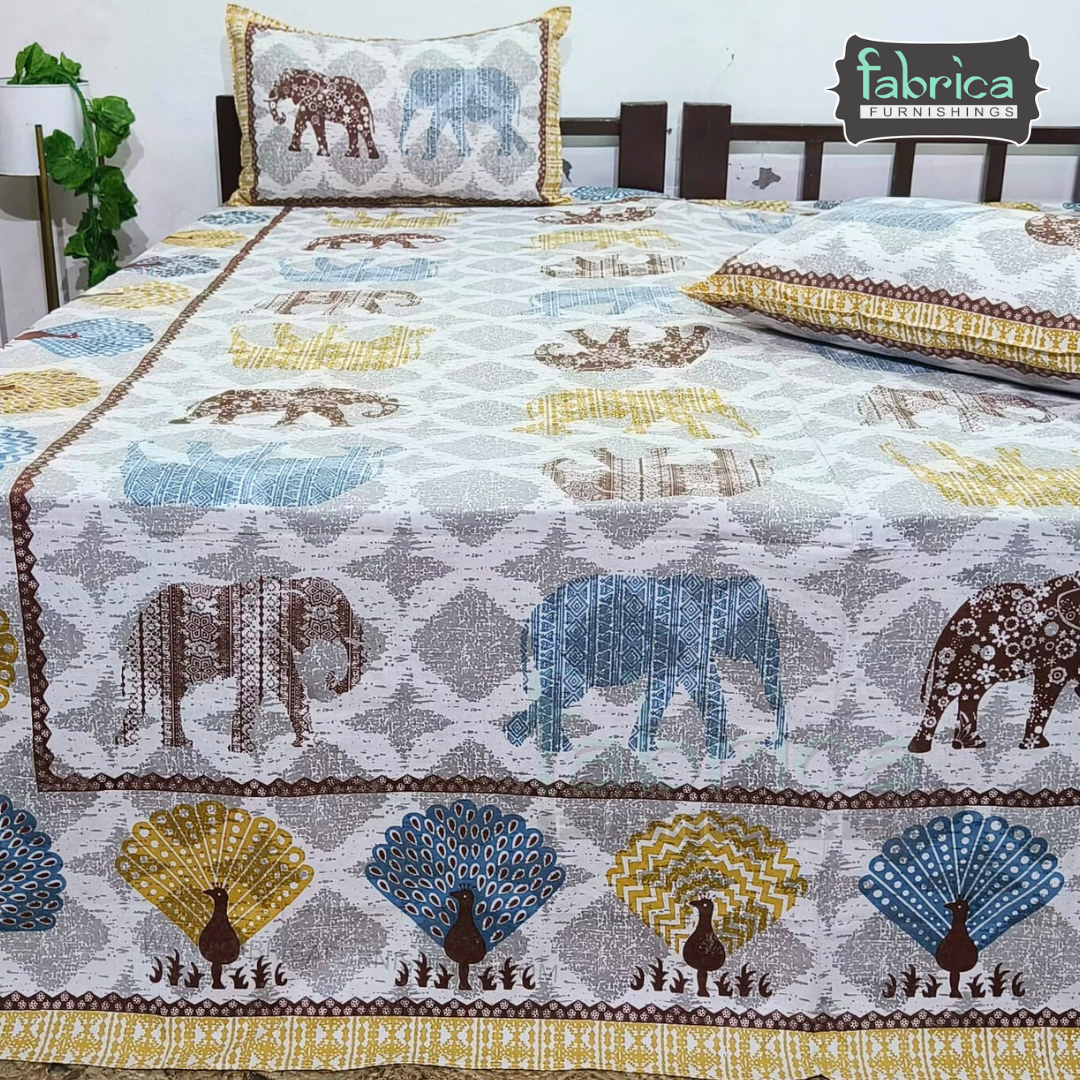 Royal Rajasthani Handblock Print Pure Cotton Double Bed Bed Sheets (90*108 Inch)