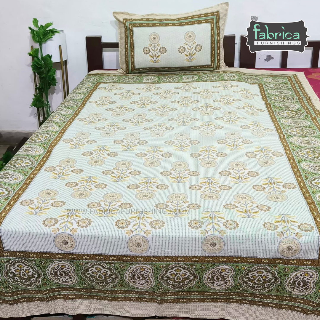 Rangbirangi  Printed Single Bed Pure Cotton Bedsheet Set