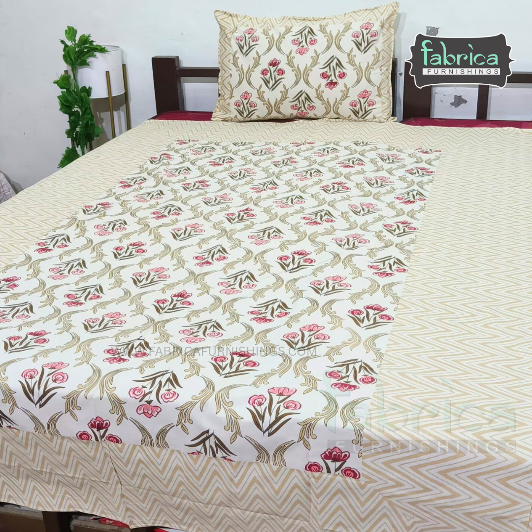 Rangbirangi  Printed Single Bed Pure Cotton Bedsheet Set