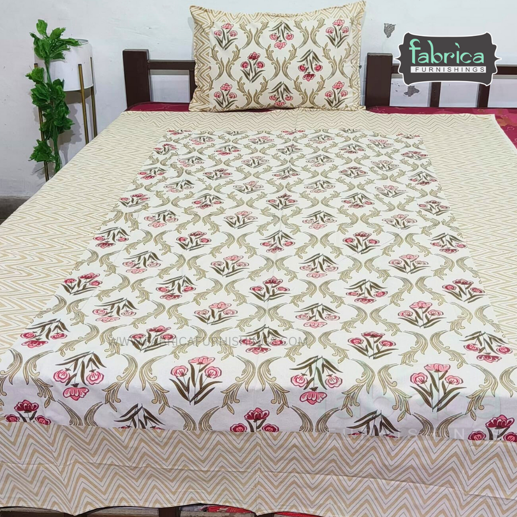 Rangbirangi  Printed Single Bed Pure Cotton Bedsheet Set