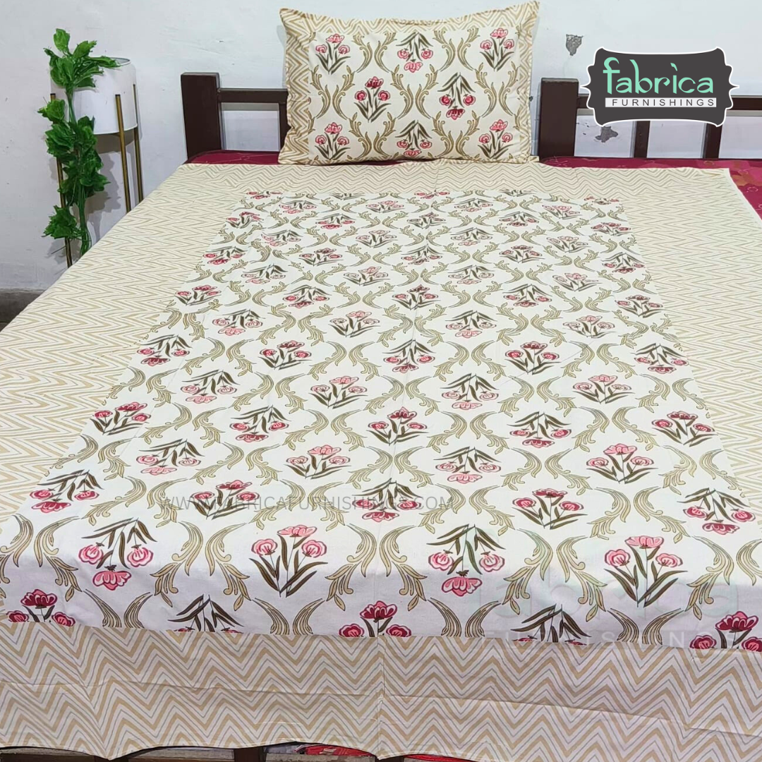 Rangbirangi  Printed Single Bed Pure Cotton Bedsheet Set