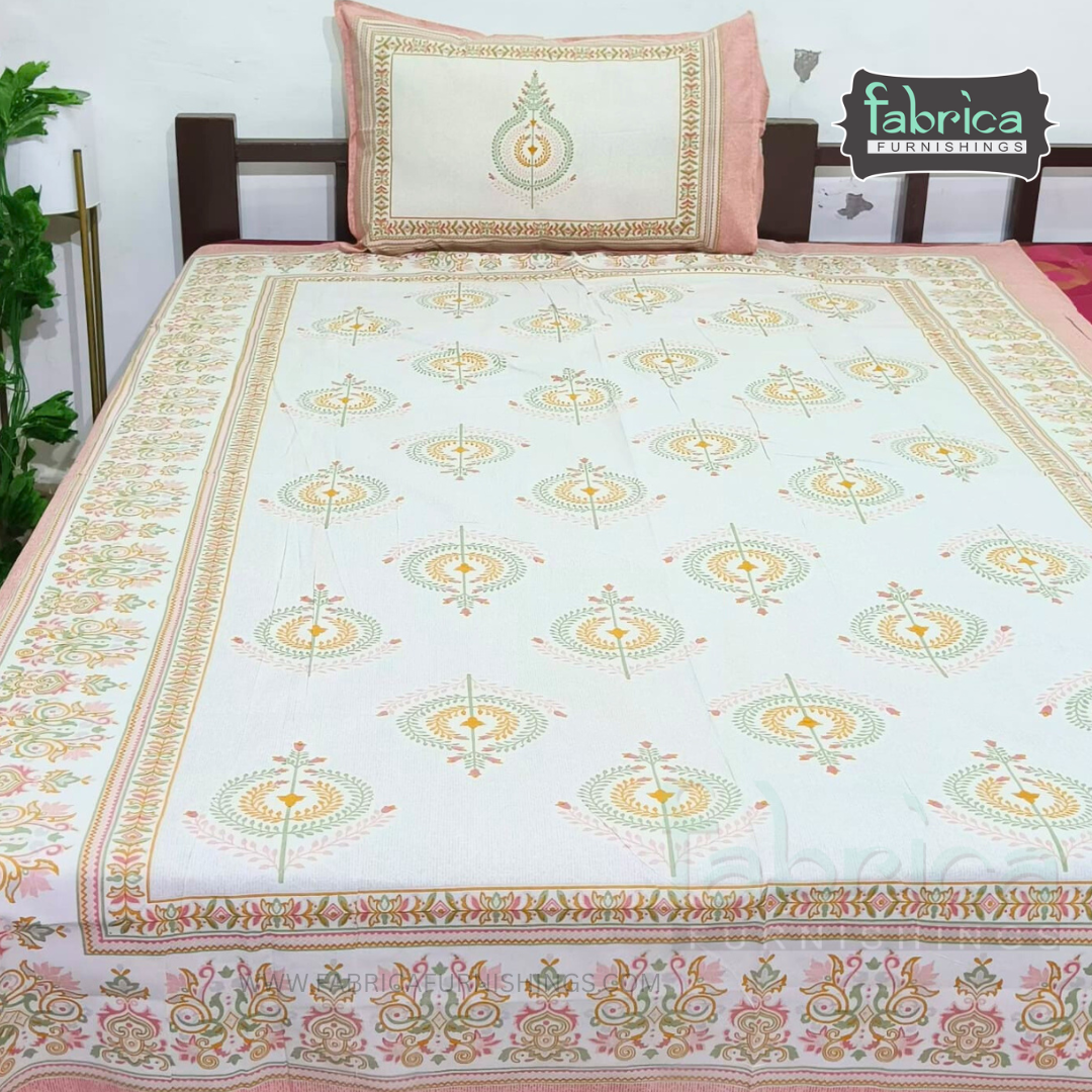 Rangbirangi  Printed Single Bed Pure Cotton Bedsheet Set