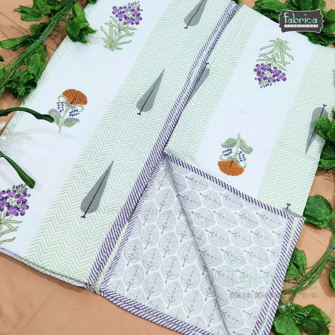 Golden Aura  mul cotton single bed hand block printed dohar