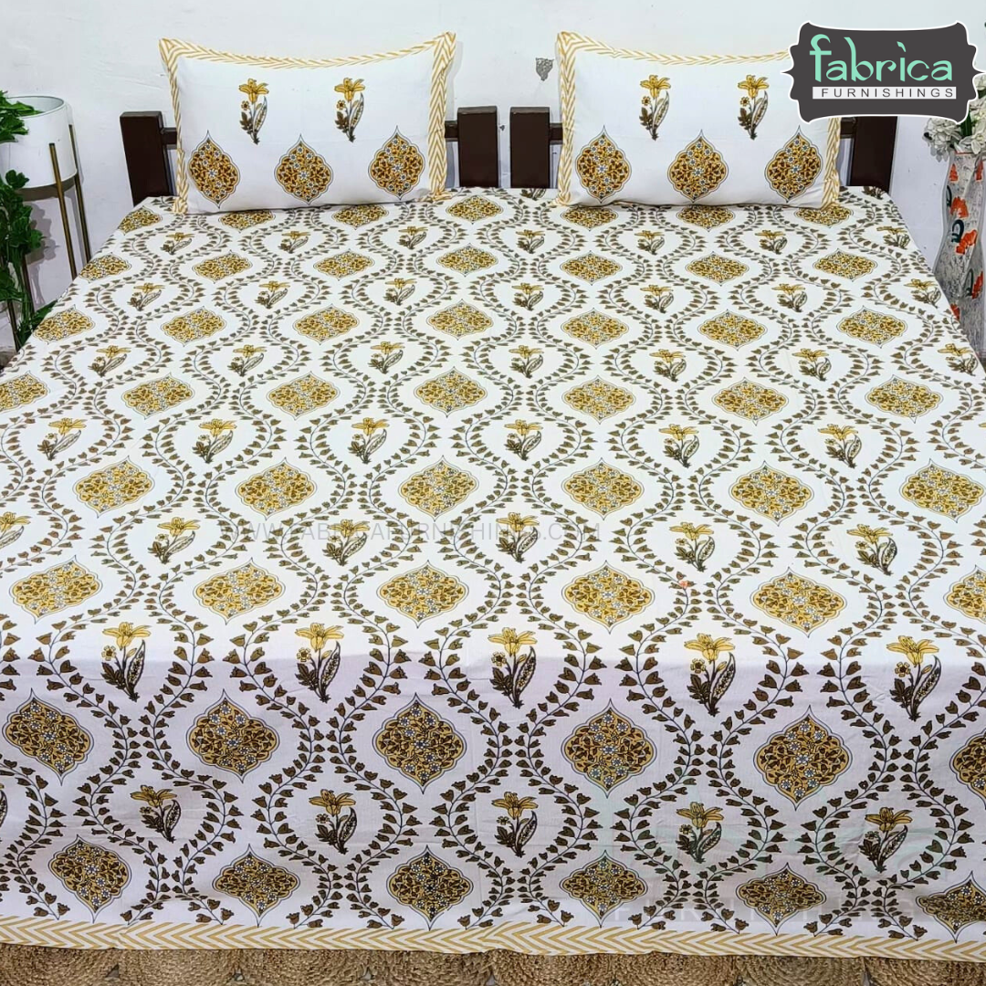 Elite printed pure cotton king size bedsheet set