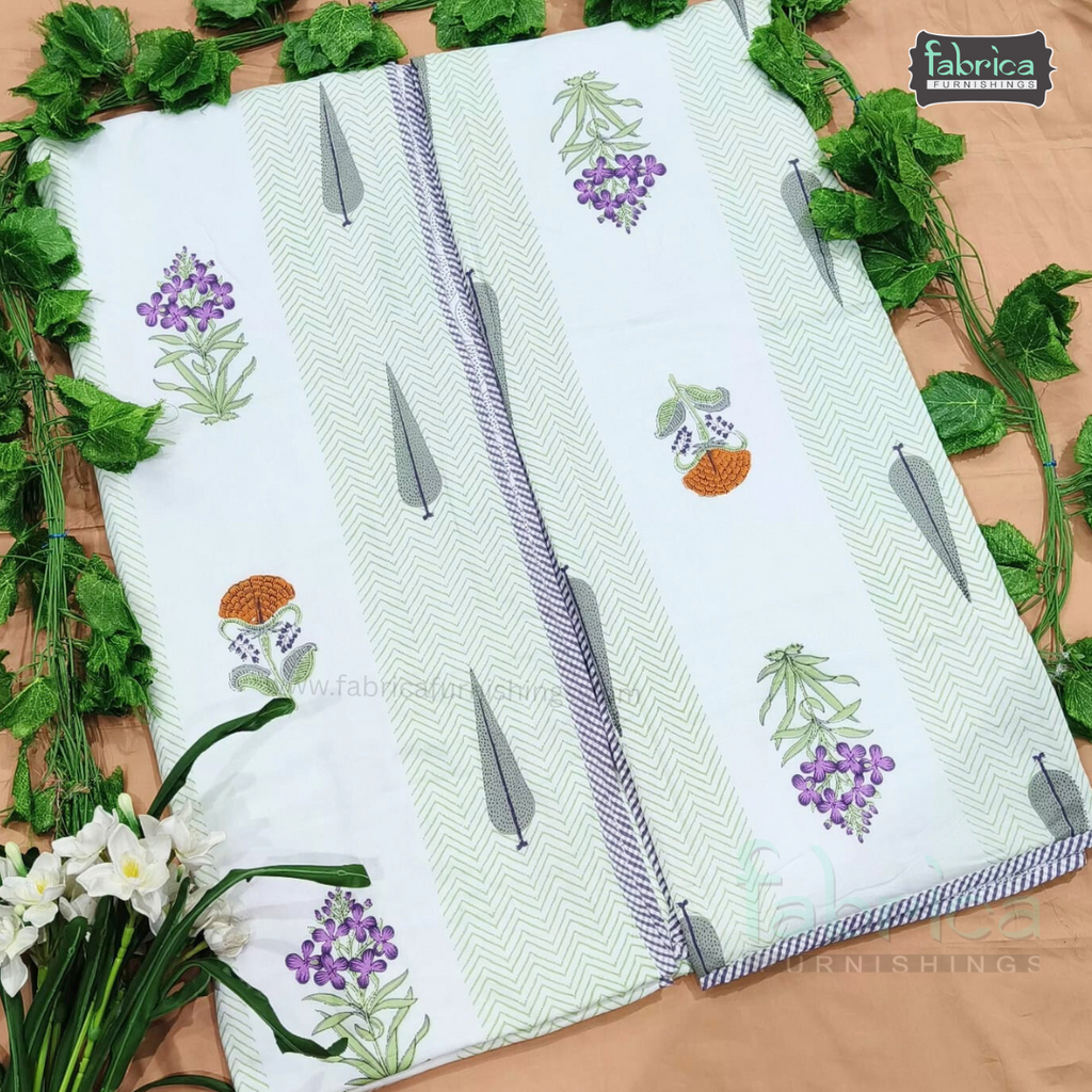 Golden Aura  mul cotton single bed hand block printed dohar