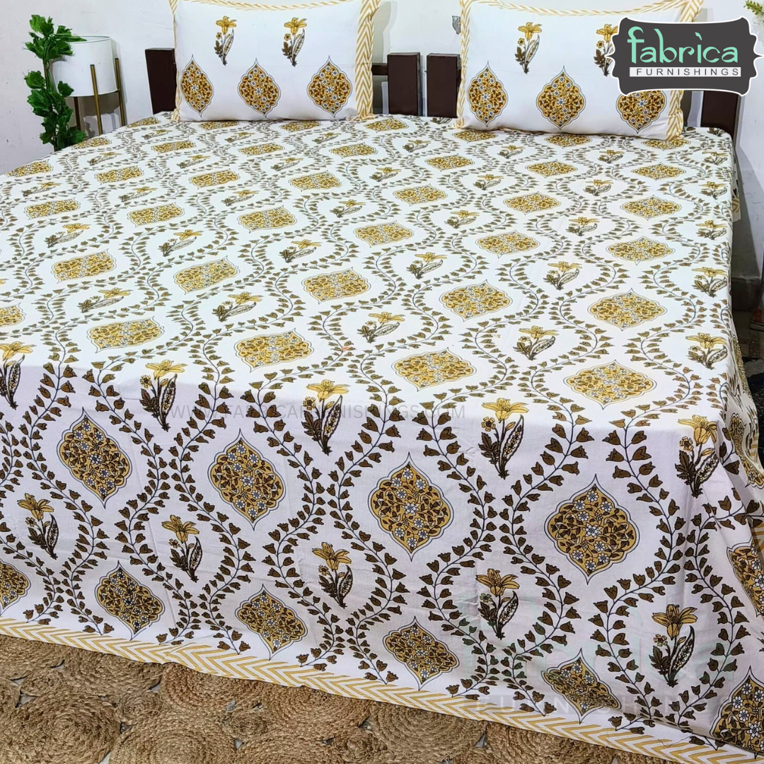 Elite printed pure cotton king size bedsheet set