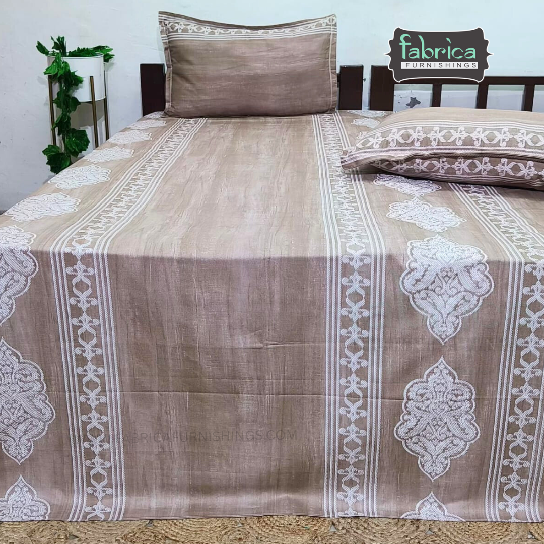 Texture Super King Size Pure Cotton Printed Bedsheet Set