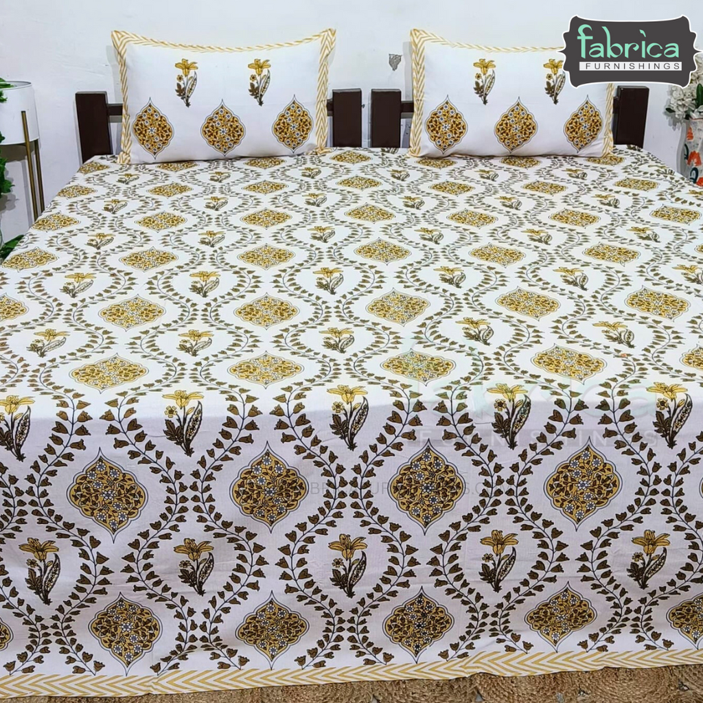 Elite printed pure cotton king size bedsheet set