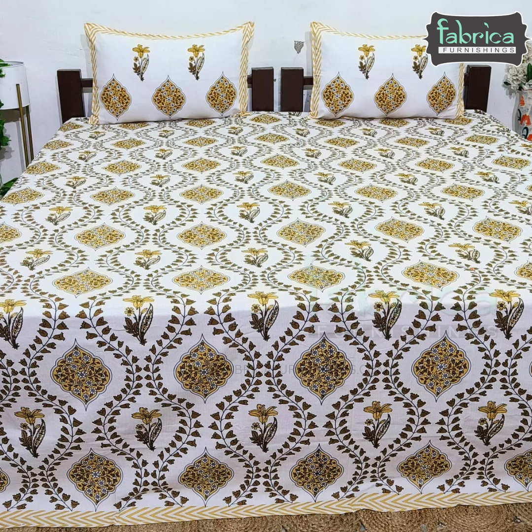 Elite printed pure cotton king size bedsheet set