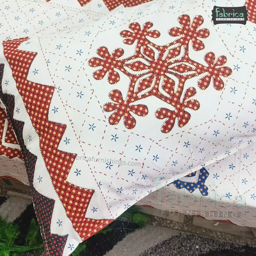 Gujri Traditional  print pure cotton King Size Bedsheet
