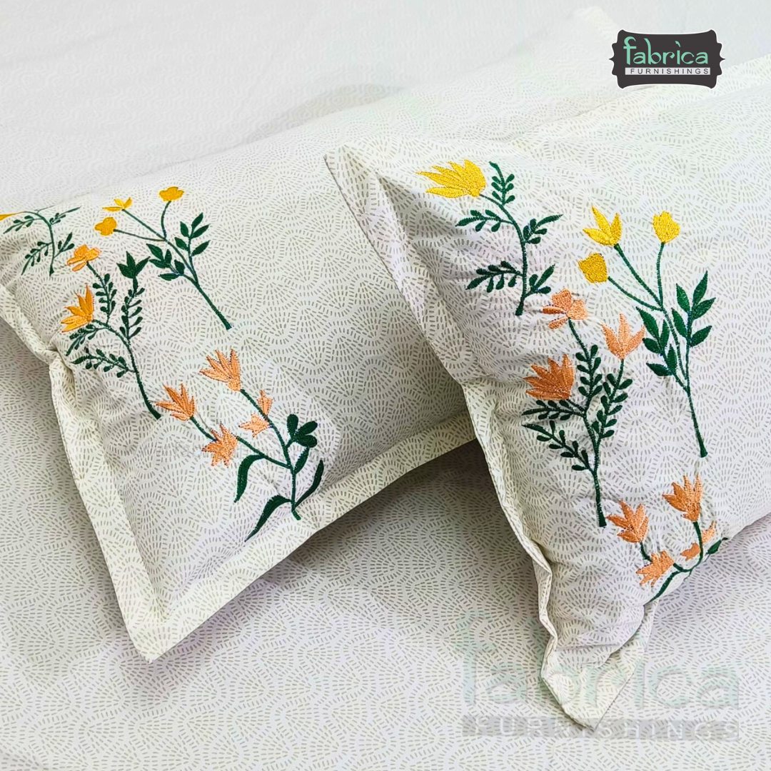 Kasturi Designer Pure Cotton Embroidered king Size Bedsheet