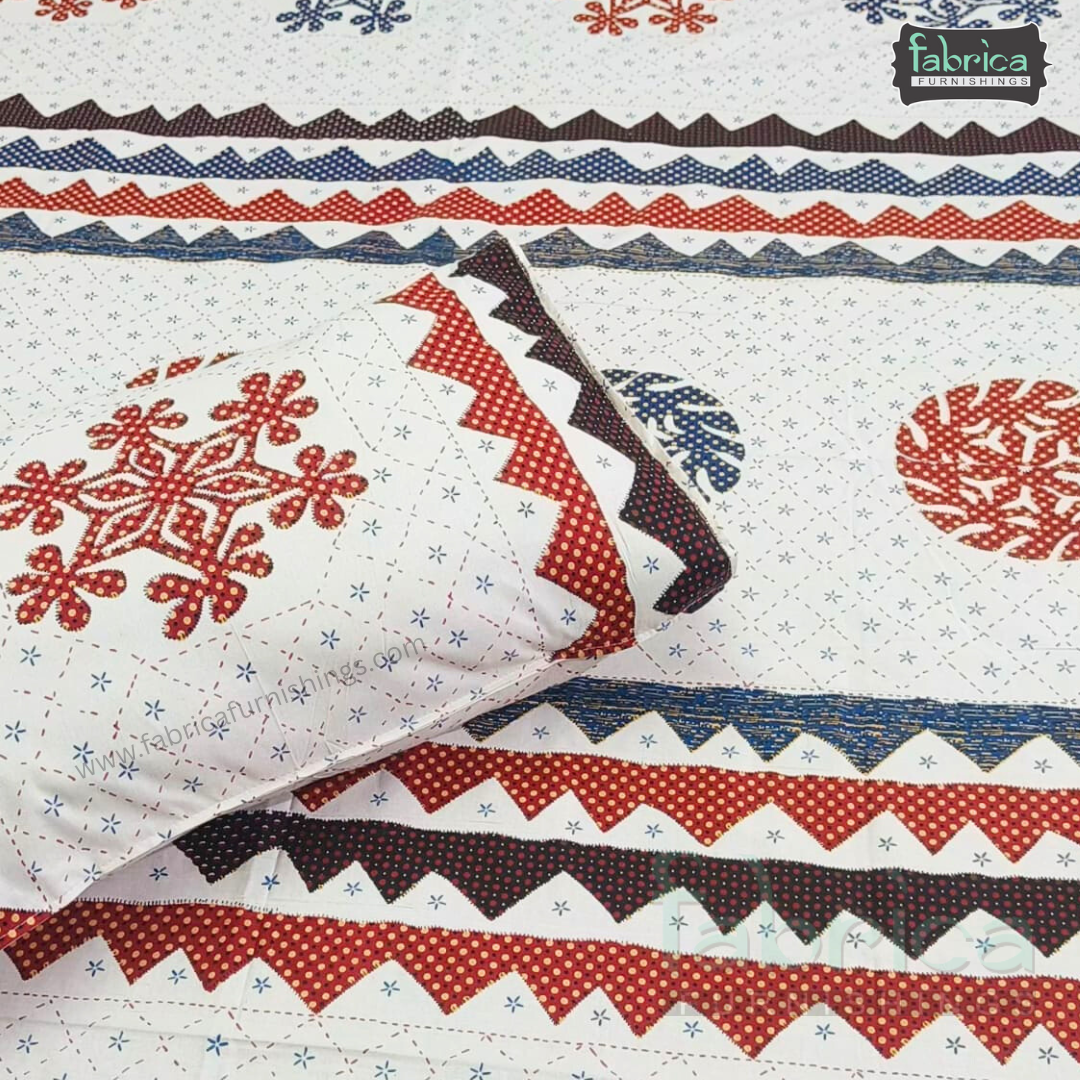 Gujri Traditional  print pure cotton King Size Bedsheet