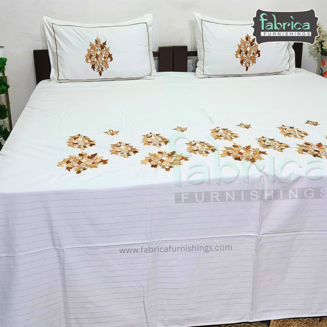 Dreamy Decor Pure Cotton King Size Embroidered Bedsheet