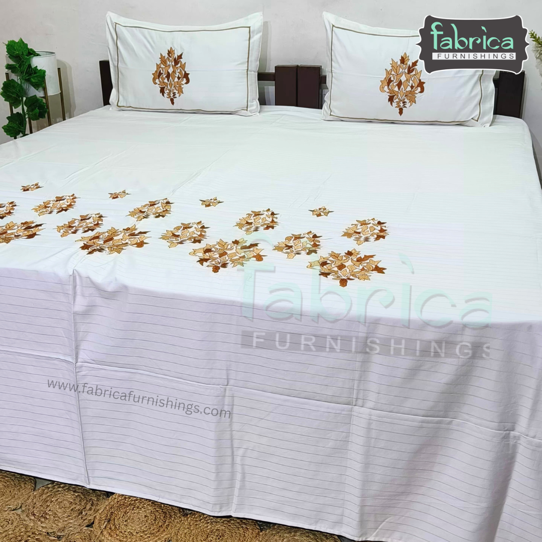 Dreamy Decor Pure Cotton King Size Embroidered Bedsheet