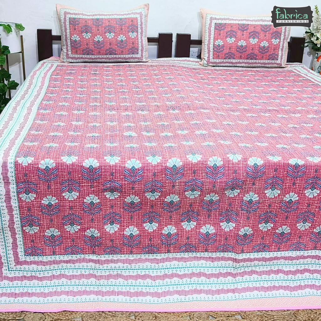Rajwada Handblock Quilted Reversible Pure Cotton Bedcover