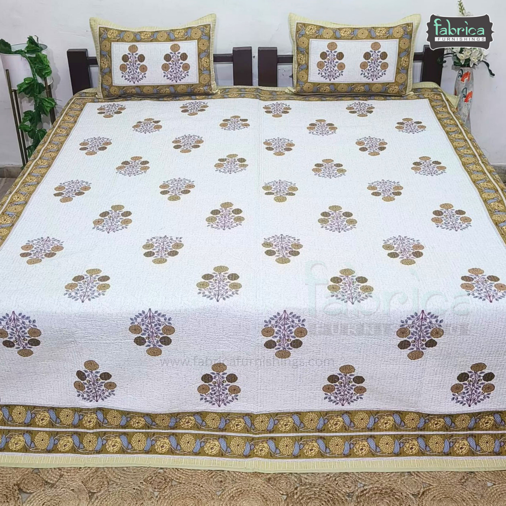 Rajwada Handblock Quilted Reversible Pure Cotton Bedcover
