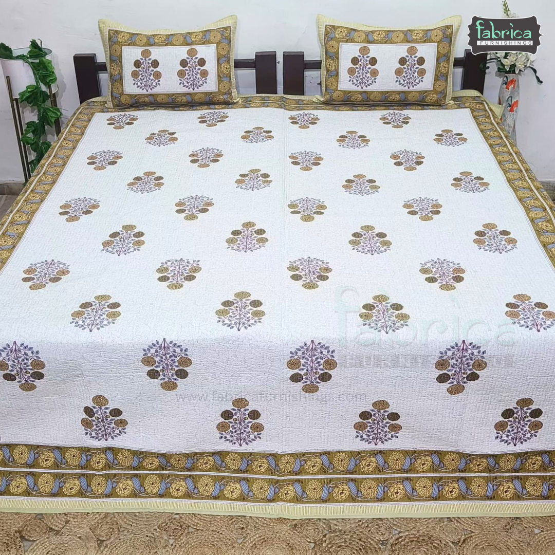 Rajwada Handblock Quilted Reversible Pure Cotton Bedcover