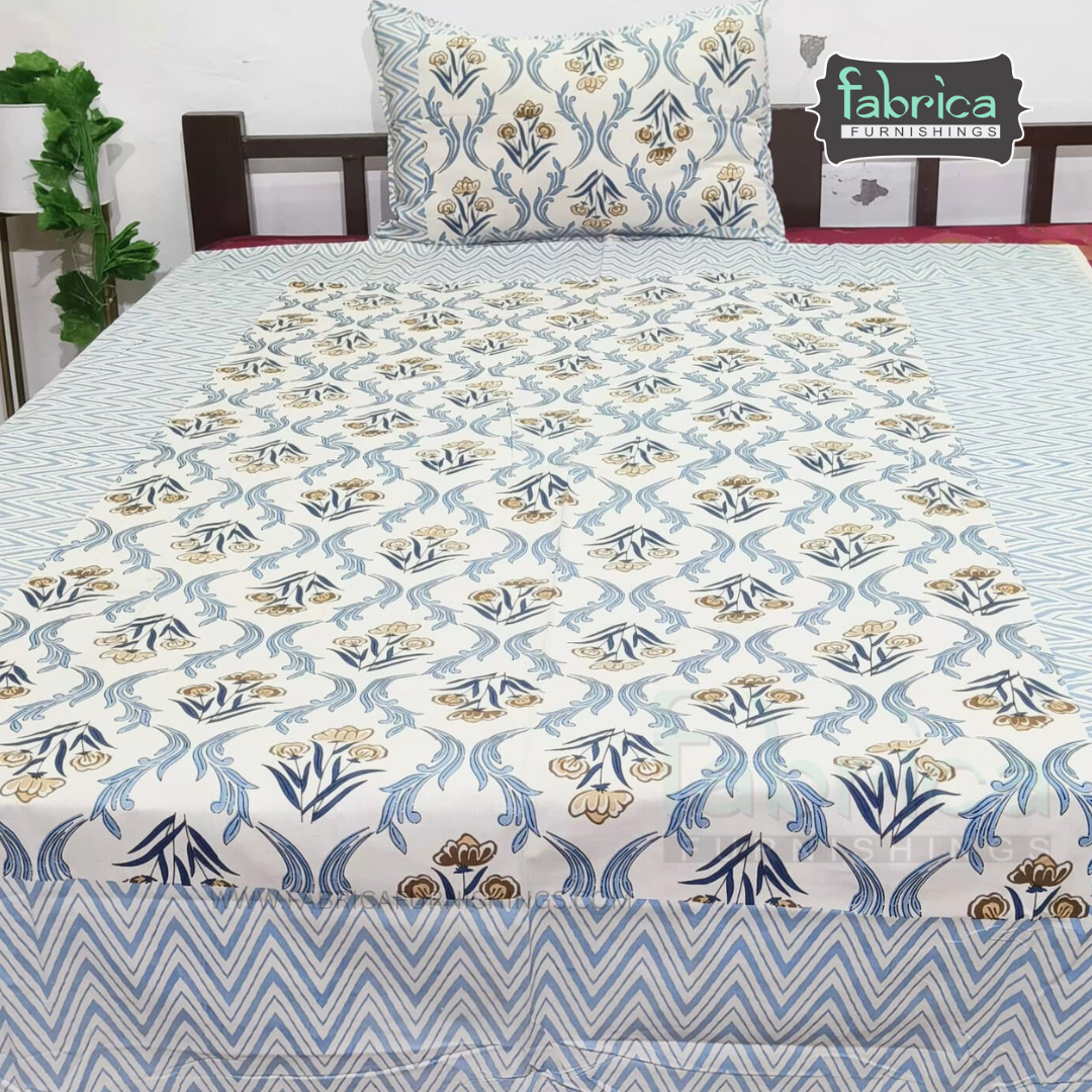Rangbirangi  Printed Single Bed Pure Cotton Bedsheet Set