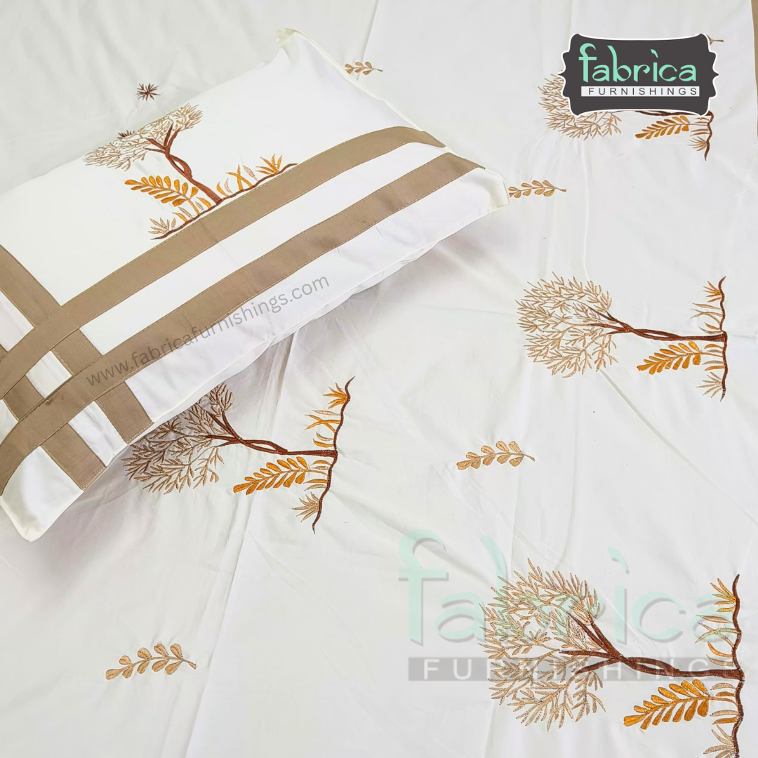 Dreamy Decor Pure Cotton King Size Embroidered Bedsheet