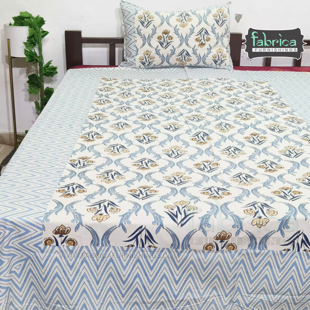 Rangbirangi  Printed Single Bed Pure Cotton Bedsheet Set