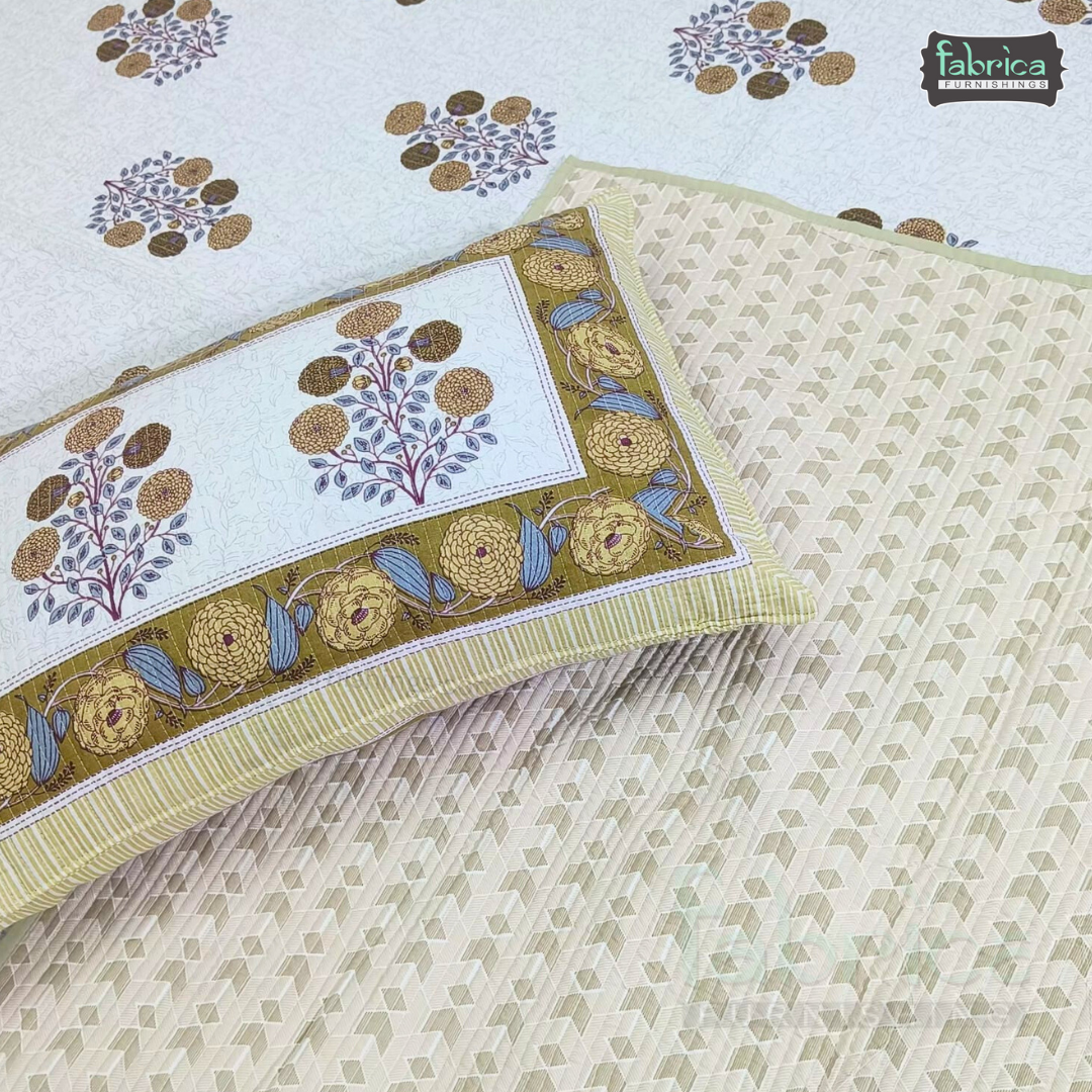 Rajwada Handblock Quilted Reversible Pure Cotton Bedcover
