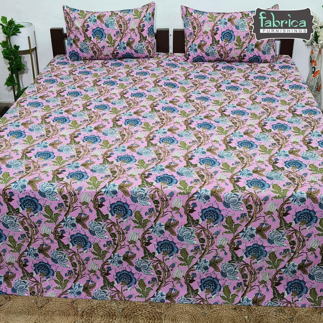 Sadabahar Anokhi Printed Pure Cotton  King Size Bedsheet Set