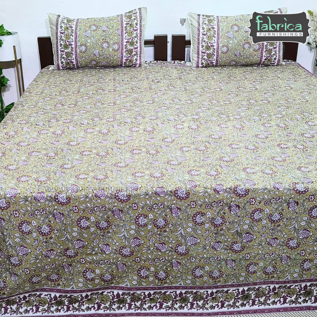 Elite printed pure cotton king size bedsheet set