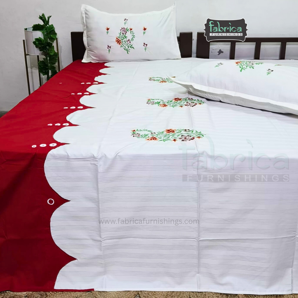 Kasturi Designer Pure Cotton Embroidered king Size Bedsheet
