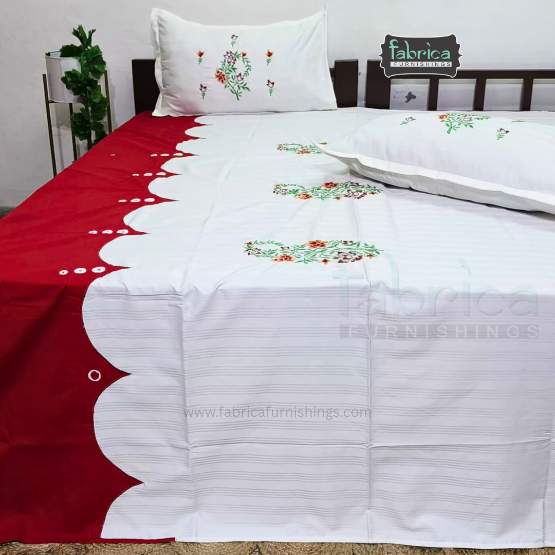 Kasturi Designer Pure Cotton Embroidered king Size Bedsheet