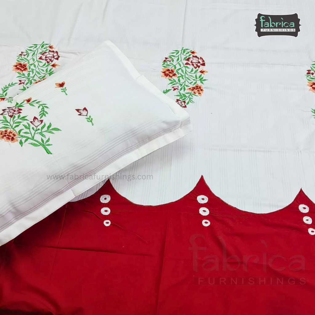 Kasturi Designer Pure Cotton Embroidered king Size Bedsheet