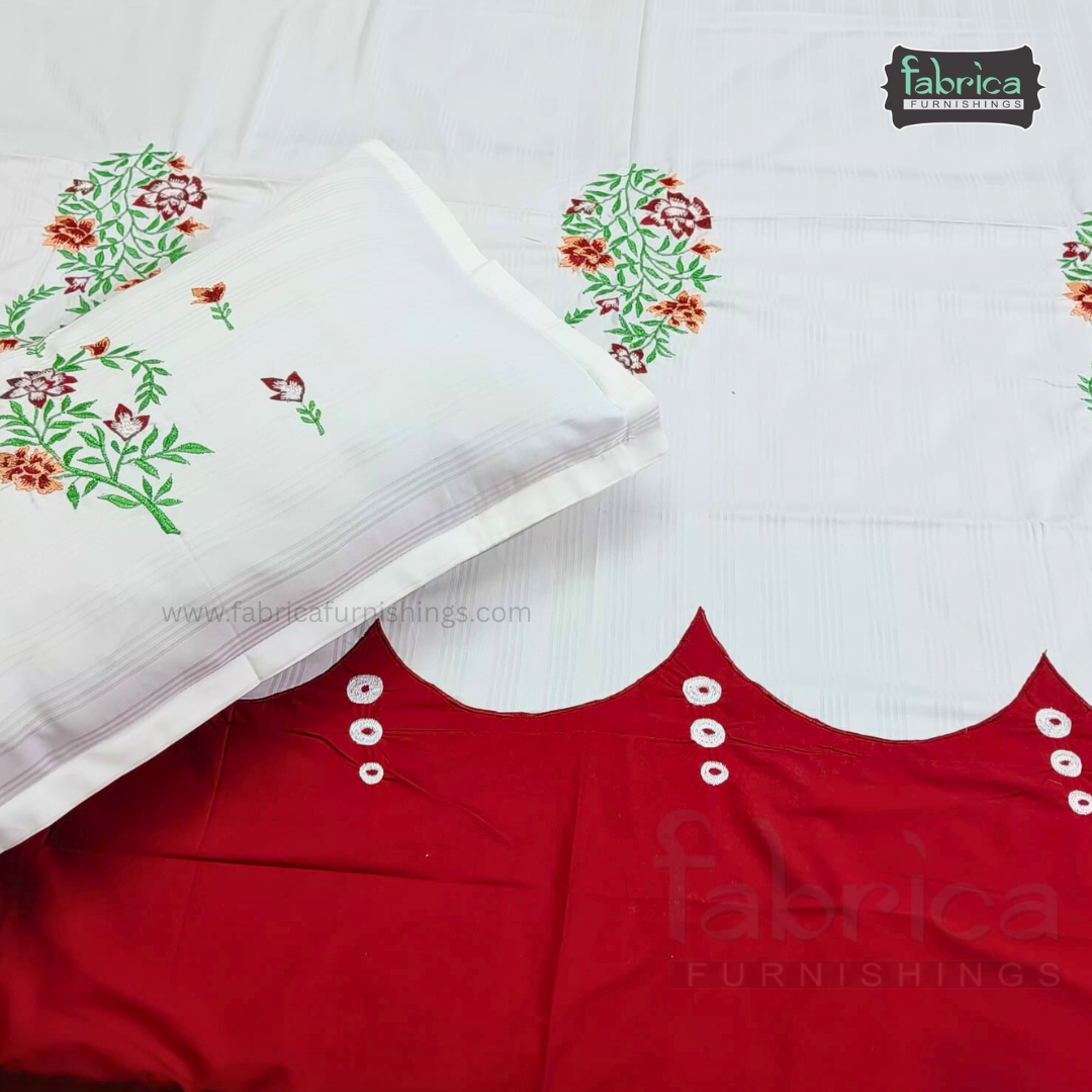 Kasturi Designer Pure Cotton Embroidered king Size Bedsheet