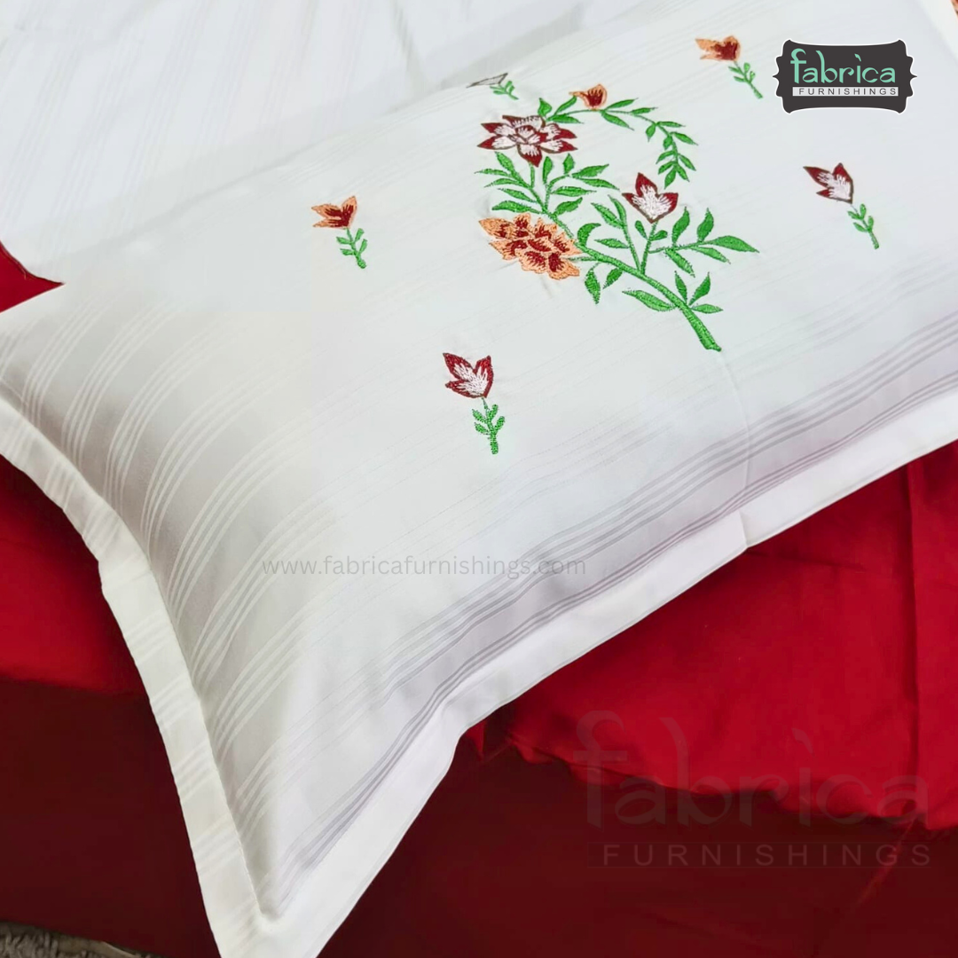 Kasturi Designer Pure Cotton Embroidered king Size Bedsheet
