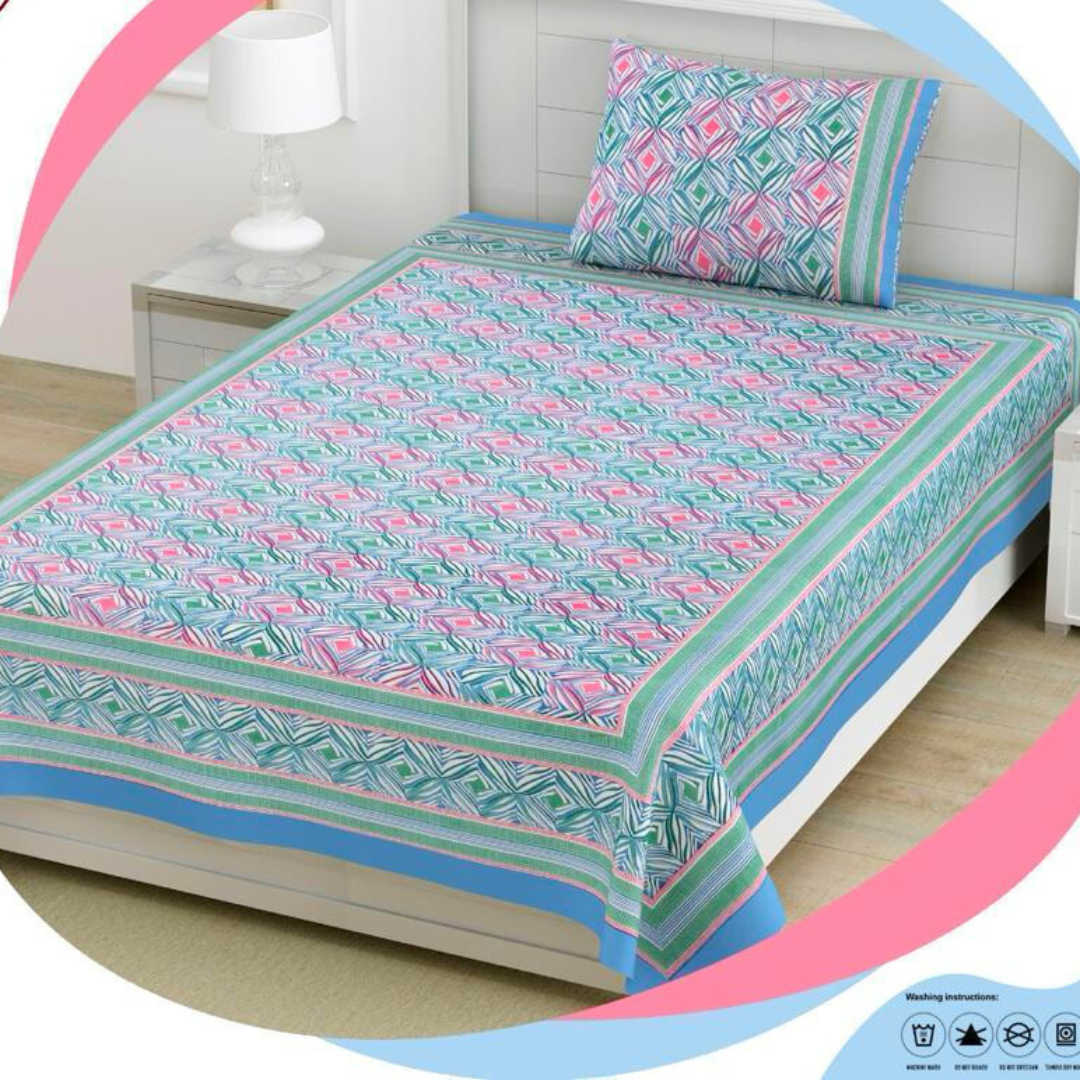 Shubh rang Printed Pure Cotton Single Bed Bedsheet