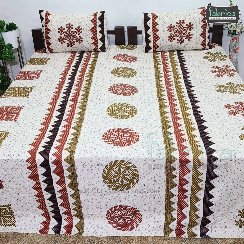 Gujri Traditional  print pure cotton King Size Bedsheet