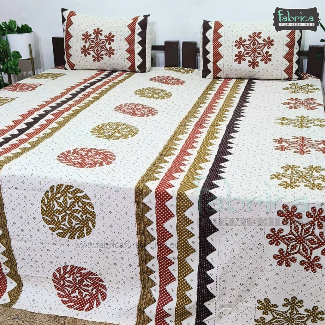 Gujri Traditional  print pure cotton King Size Bedsheet