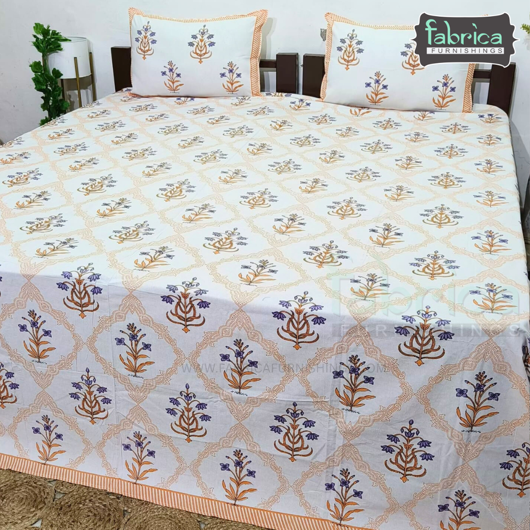 Elite printed pure cotton king size bedsheet set
