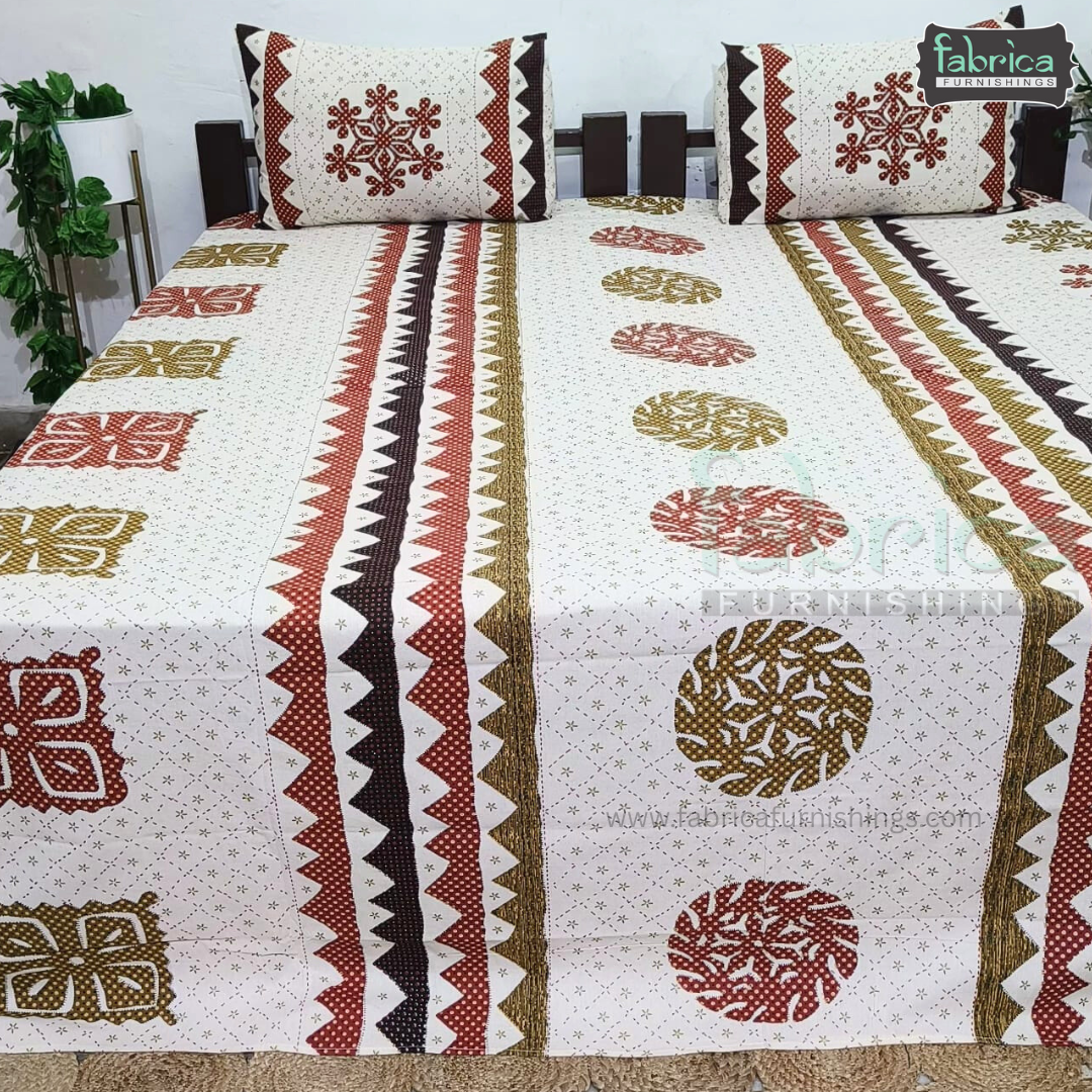 Gujri Traditional  print pure cotton King Size Bedsheet