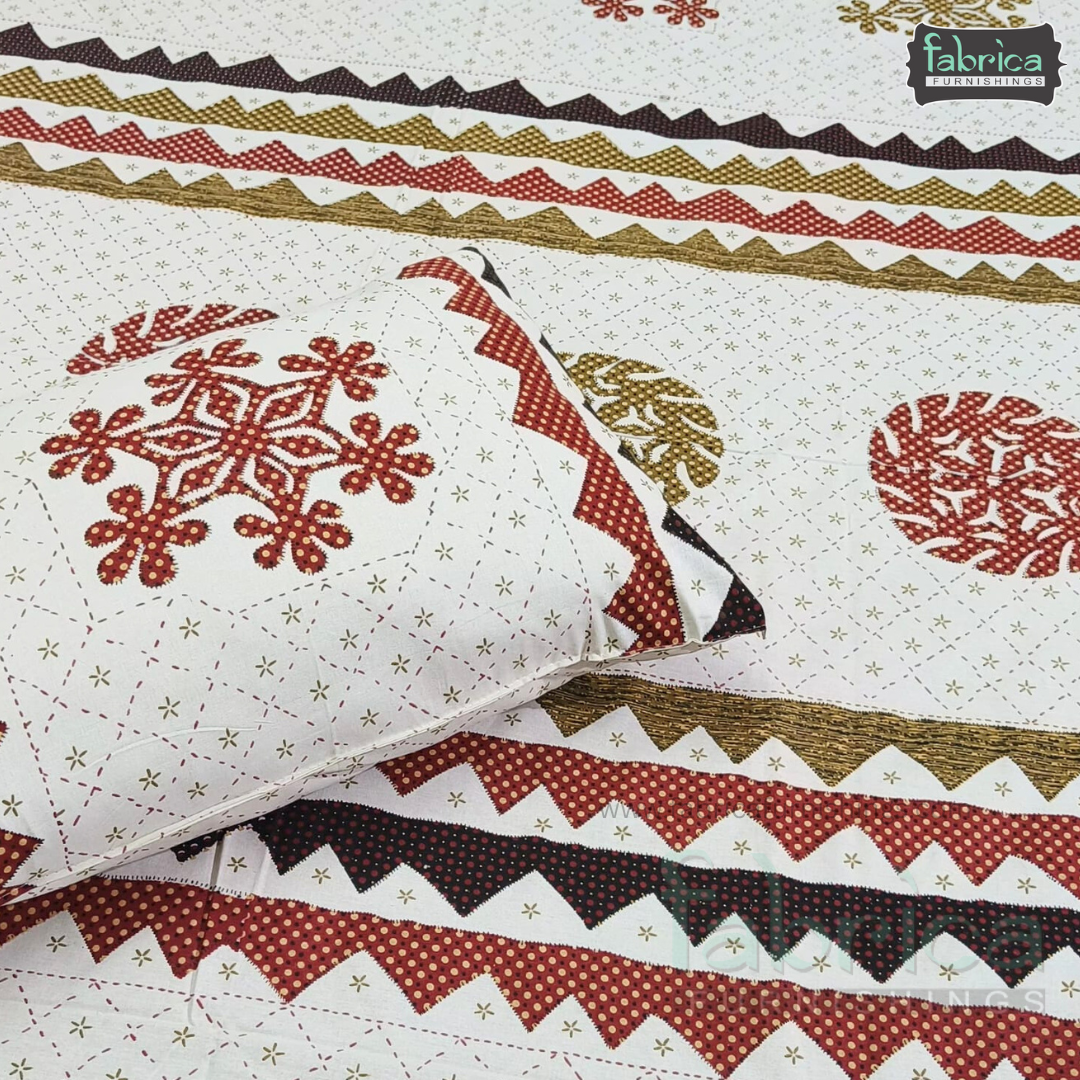 Gujri Traditional  print pure cotton King Size Bedsheet